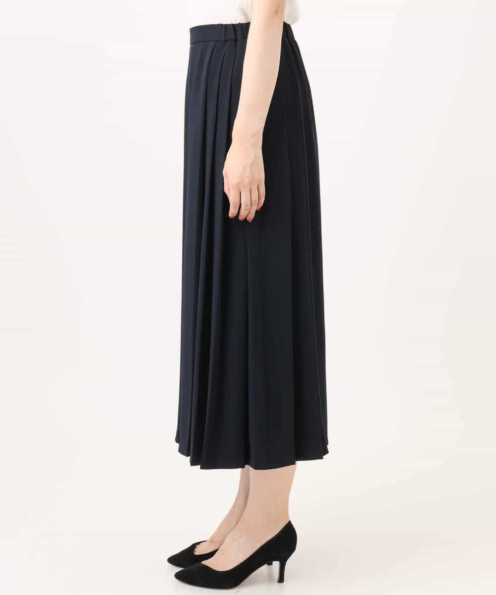 FOLAG54180 MK MICHEL KLEIN(MK ミッシェルクラン) [撥水/洗える]サイドプリーツツイルワイドパンツ ネイビー