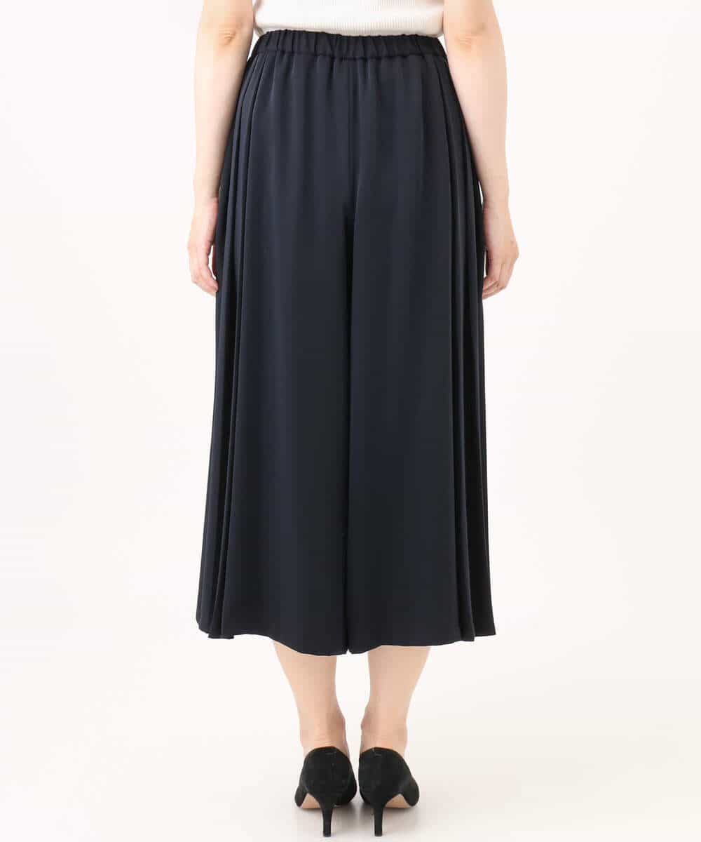 FOLAG54180 MK MICHEL KLEIN(MK ミッシェルクラン) [撥水/洗える]サイドプリーツツイルワイドパンツ ネイビー