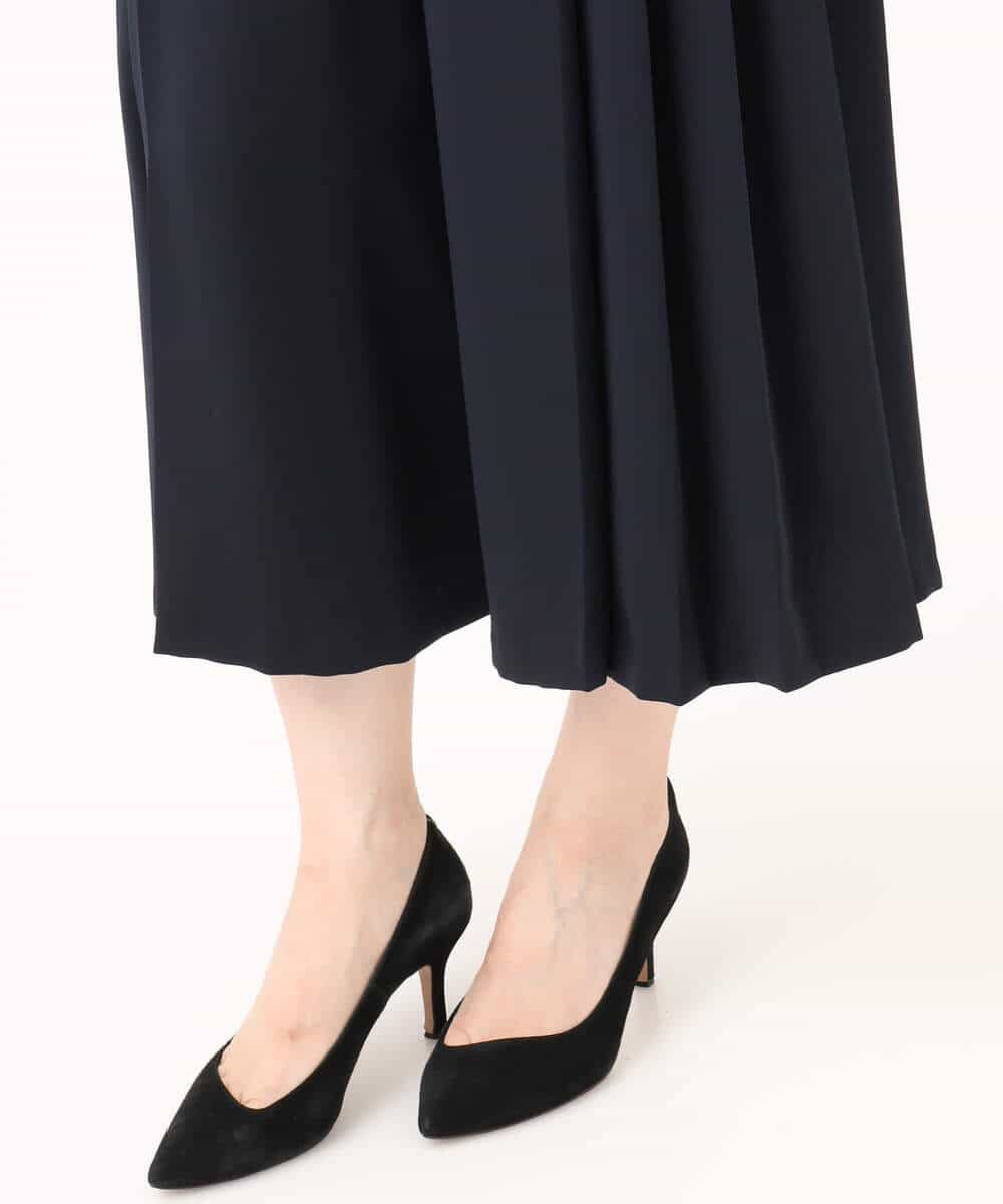 FOLAG54180 MK MICHEL KLEIN(MK ミッシェルクラン) [撥水/洗える]サイドプリーツツイルワイドパンツ ネイビー