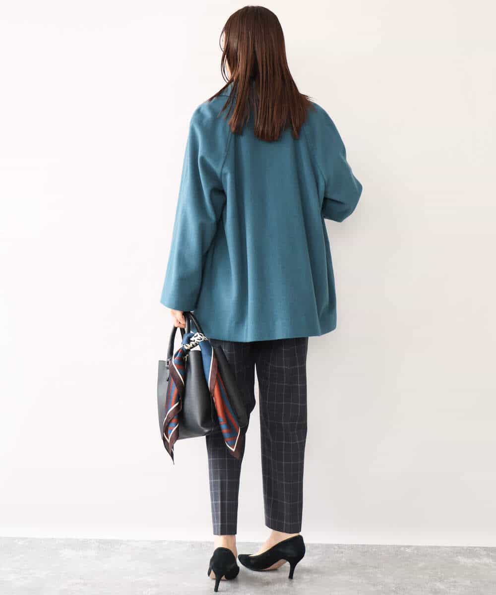 FOLAH56160 MK MICHEL KLEIN(MK ミッシェルクラン) [両面起毛/洗える]グレンチェック柄テーパードパンツ グレー