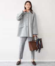 FOLAH56160 MK MICHEL KLEIN(MK ミッシェルクラン) [両面起毛/洗える]グレンチェック柄テーパードパンツ グレー