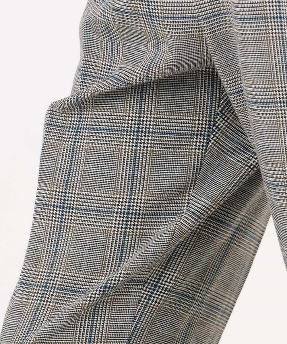 FOLAH56160 MK MICHEL KLEIN(MK ミッシェルクラン) [両面起毛/洗える]グレンチェック柄テーパードパンツ グレー
