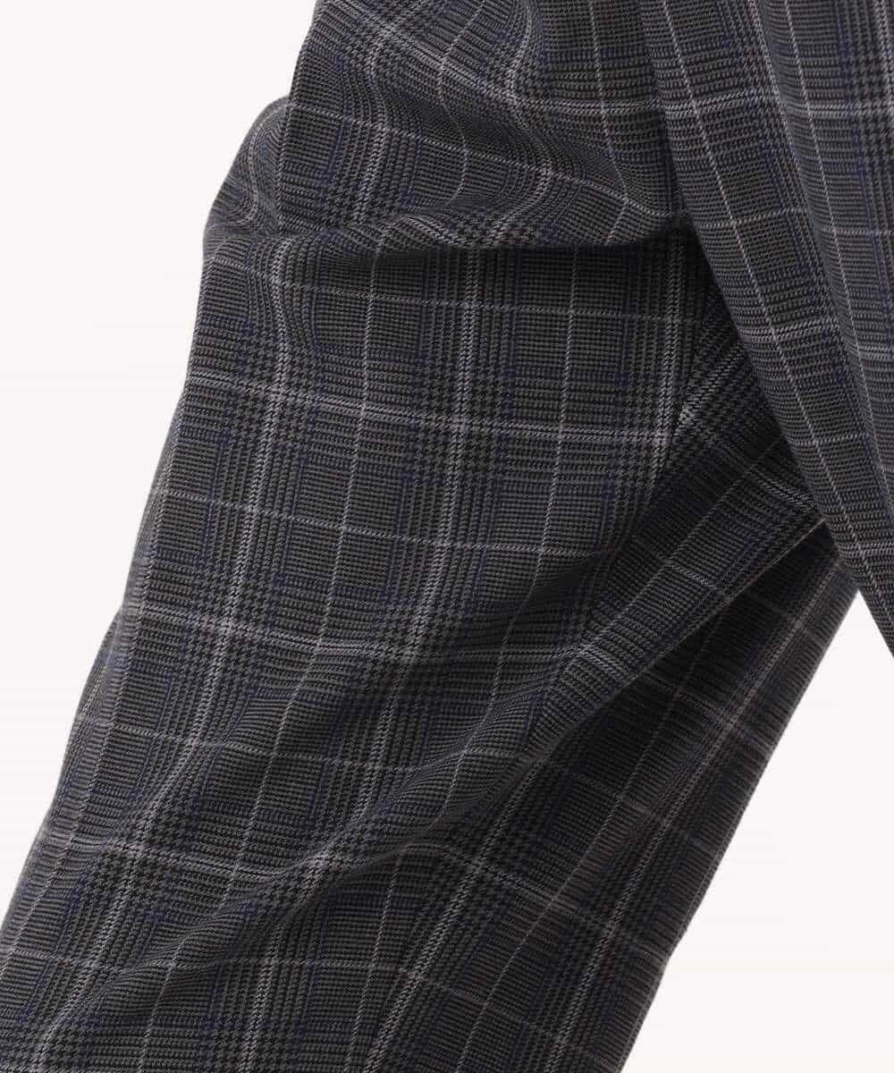 FOLAH56160 MK MICHEL KLEIN(MK ミッシェルクラン) [両面起毛/洗える]グレンチェック柄テーパードパンツ グレー