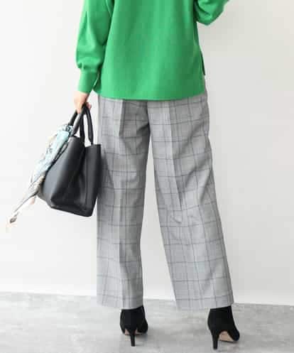 FOLAH58170 MK MICHEL KLEIN [両面起毛/洗える]グレンチェック柄ワイドパンツ
