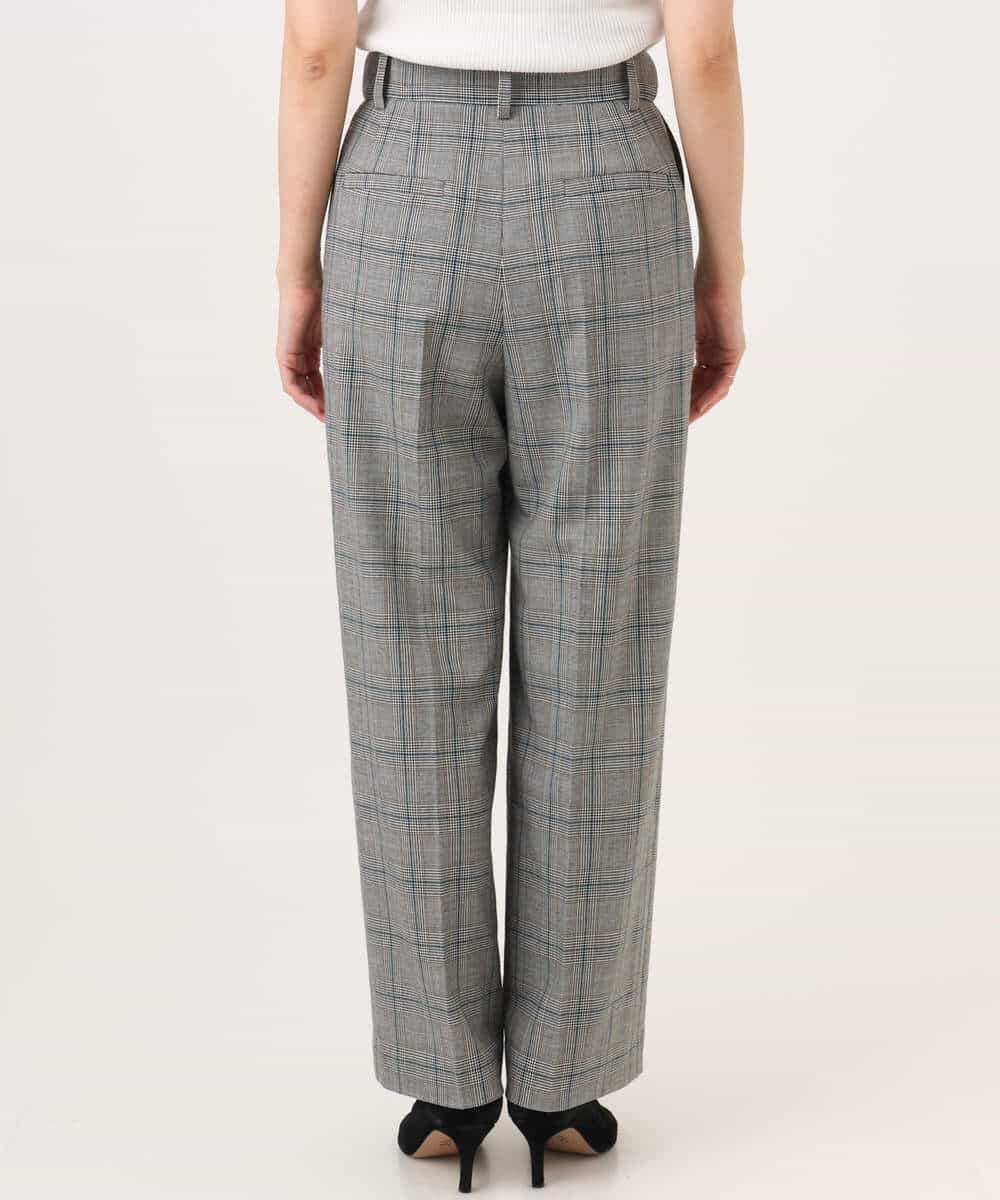 FOLAH58170 MK MICHEL KLEIN(MK ミッシェルクラン) [両面起毛/洗える]グレンチェック柄ワイドパンツ グレー
