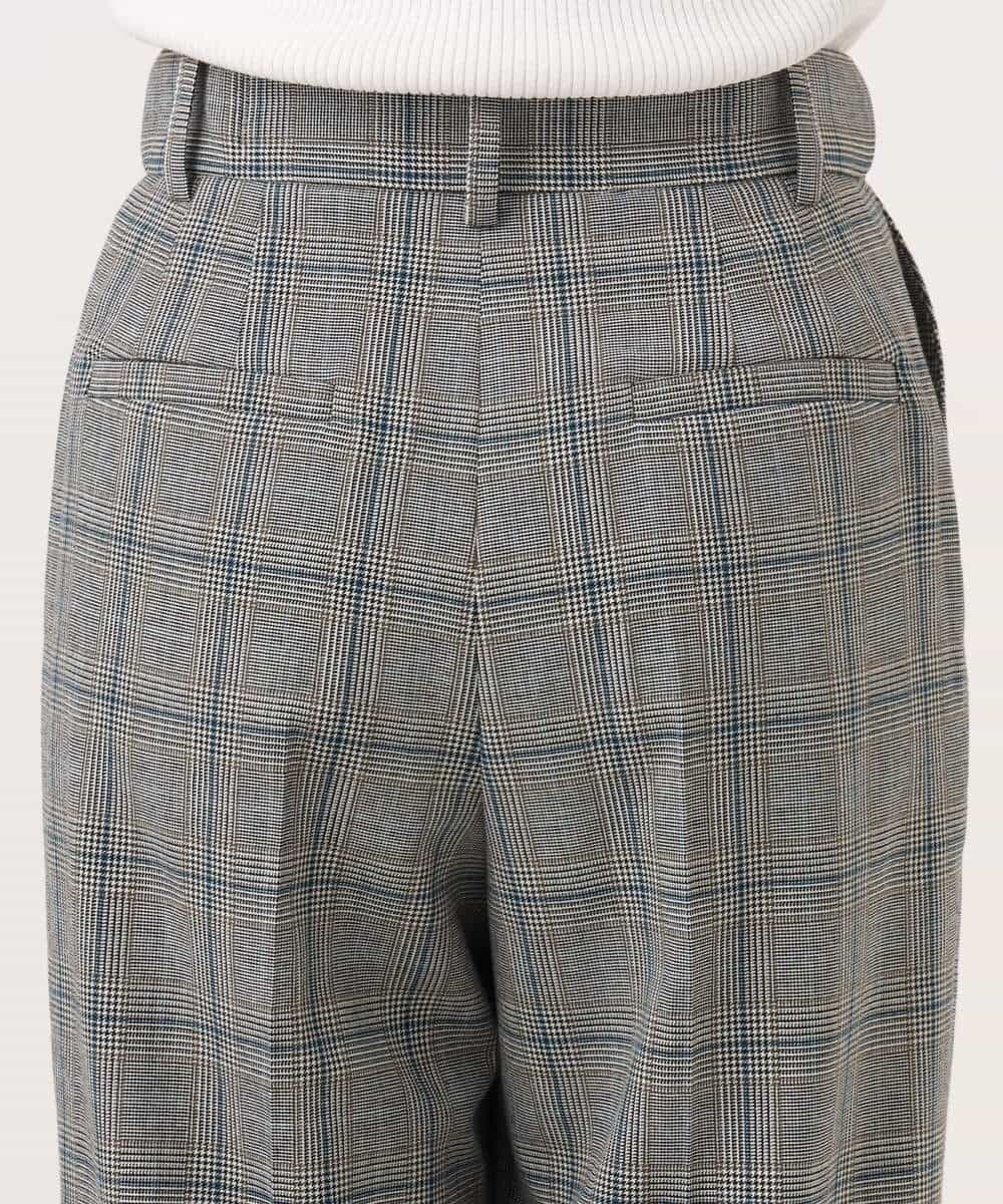 FOLAH58170 MK MICHEL KLEIN(MK ミッシェルクラン) [両面起毛/洗える]グレンチェック柄ワイドパンツ グレー