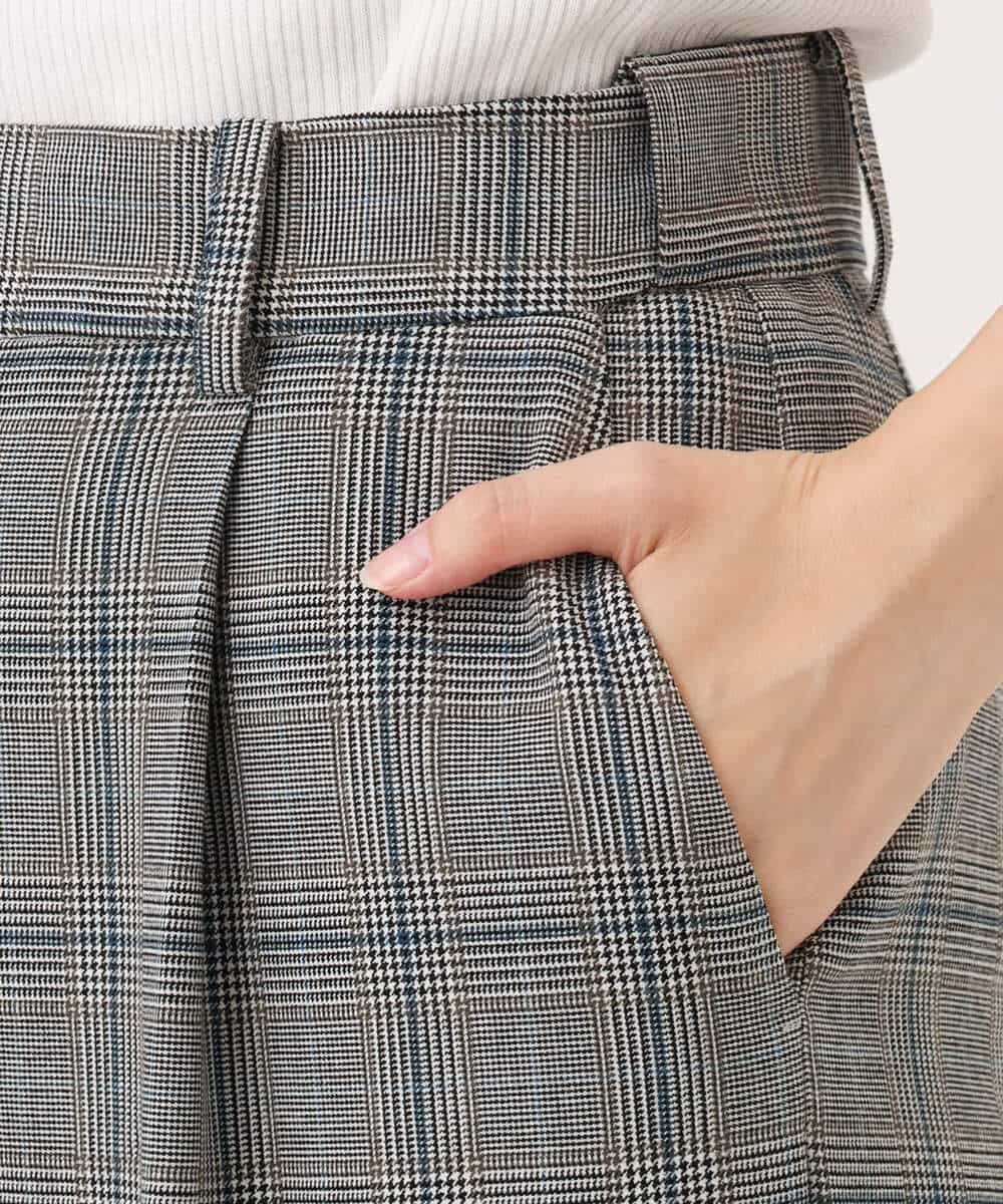 FOLAH58170 MK MICHEL KLEIN(MK ミッシェルクラン) [両面起毛/洗える]グレンチェック柄ワイドパンツ グレー