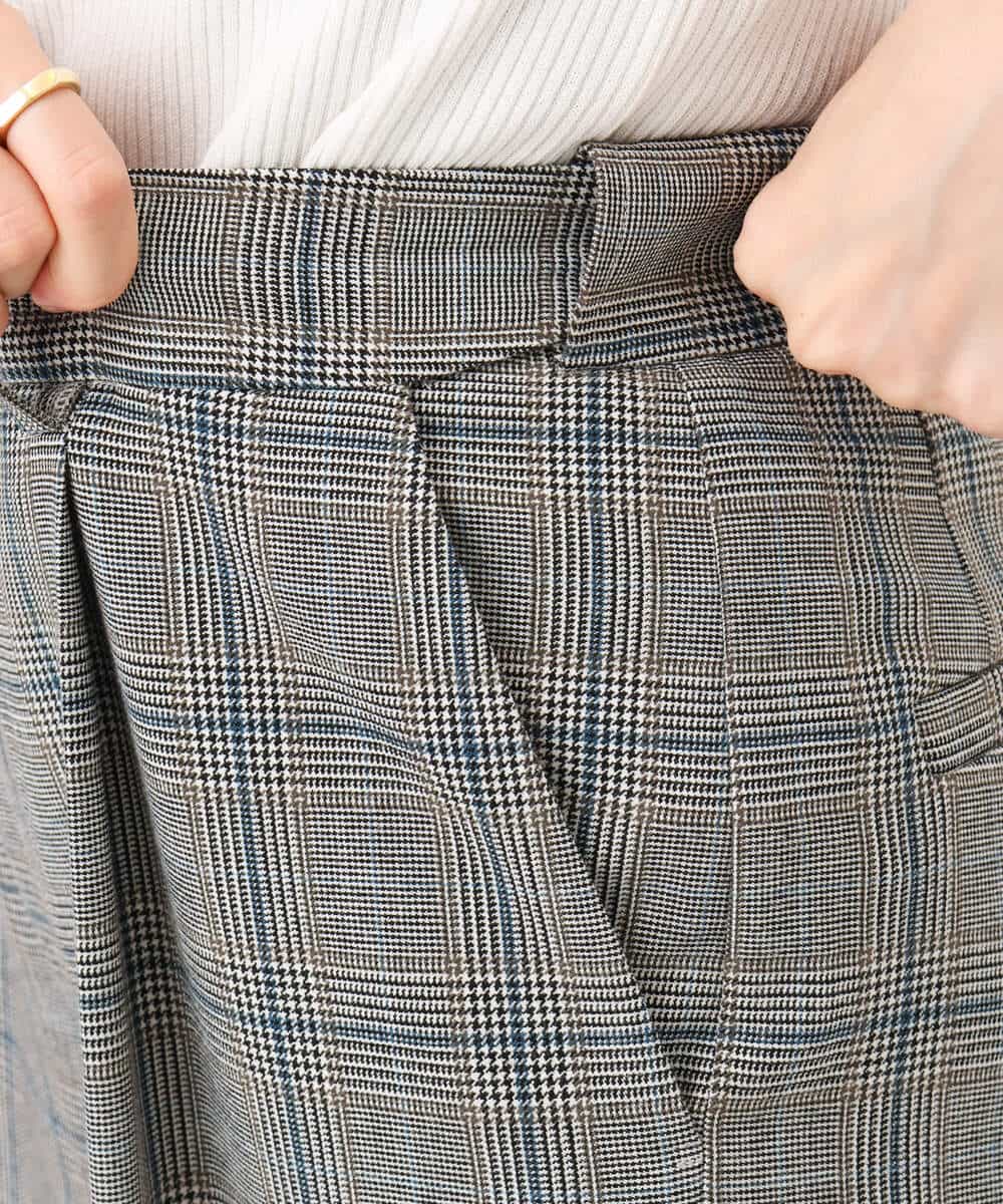 FOLAH58170 MK MICHEL KLEIN(MK ミッシェルクラン) [両面起毛/洗える]グレンチェック柄ワイドパンツ グレー