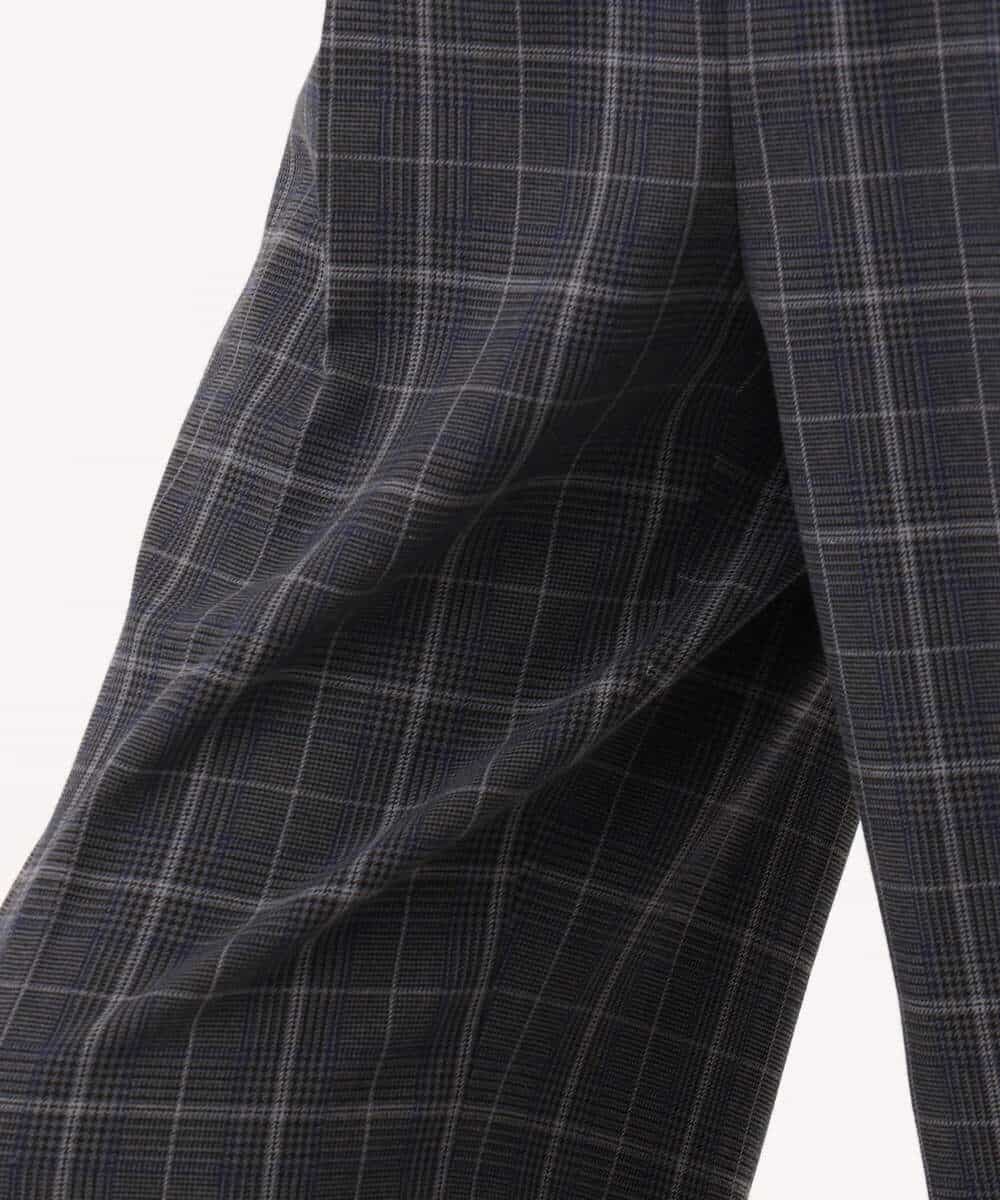 FOLAH58170 MK MICHEL KLEIN(MK ミッシェルクラン) [両面起毛/洗える]グレンチェック柄ワイドパンツ グレー
