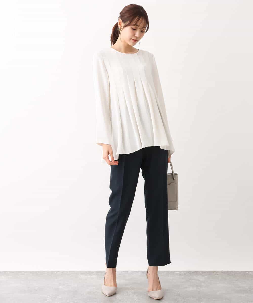 FOLAV48140 MK MICHEL KLEIN(MK ミッシェルクラン) ダブルクロステーパードパンツ/洗える ベージュ