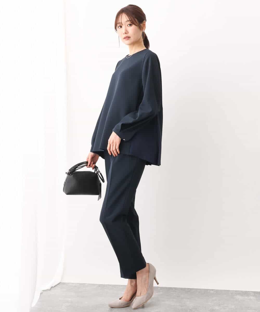 FOLAV48140 MK MICHEL KLEIN(MK ミッシェルクラン) ダブルクロステーパードパンツ/洗える ベージュ