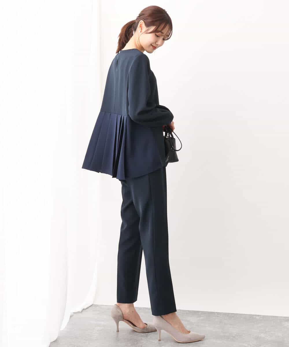 FOLAV48140 MK MICHEL KLEIN(MK ミッシェルクラン) ダブルクロステーパードパンツ/洗える ベージュ