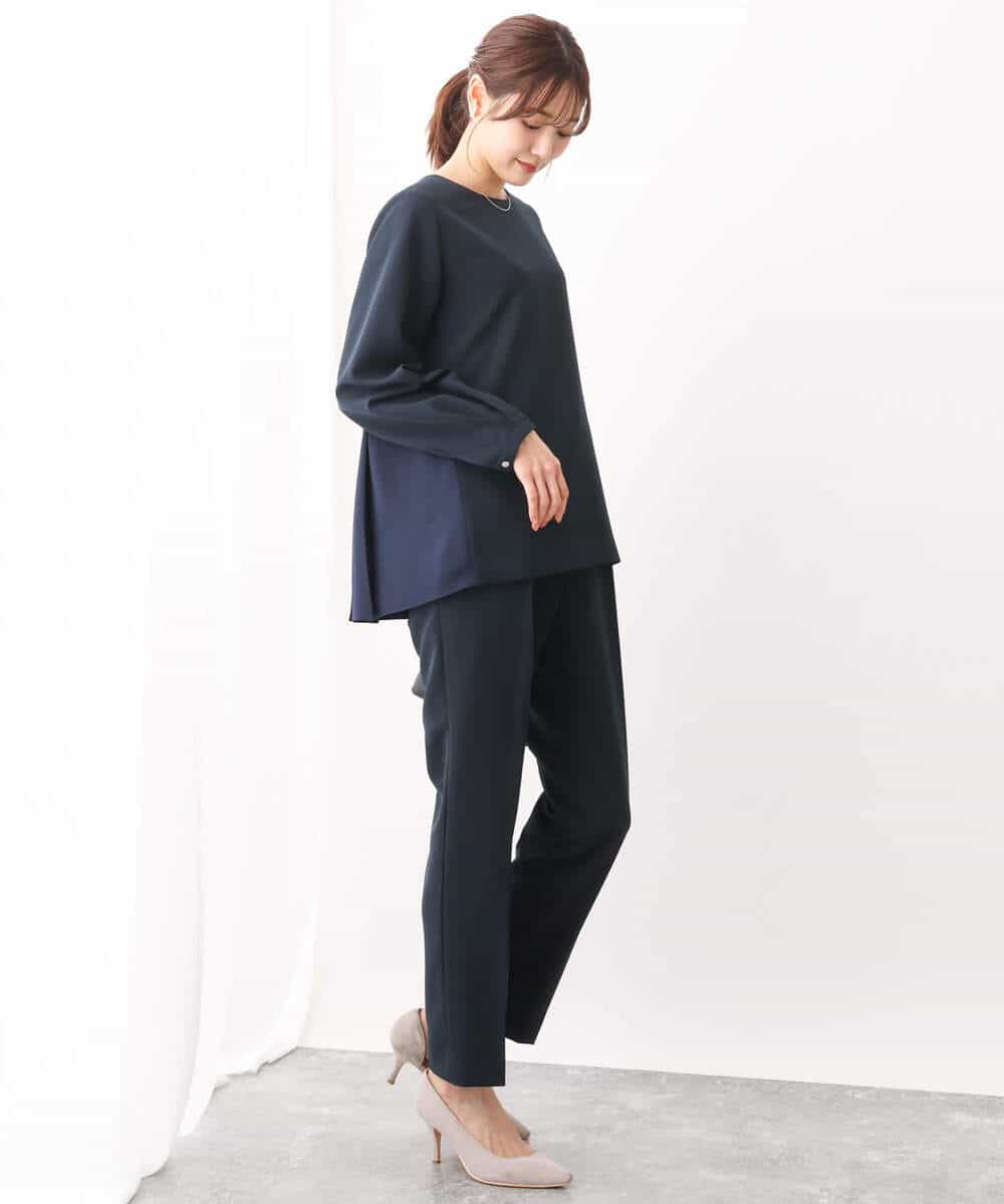 FOLAV48140 MK MICHEL KLEIN(MK ミッシェルクラン) ダブルクロステーパードパンツ/洗える ベージュ