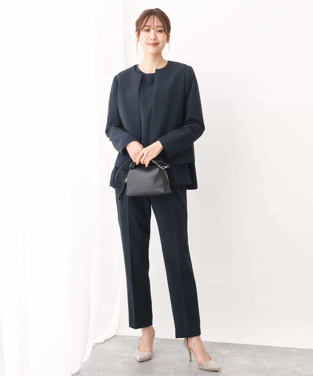 FOLAV48140 MK MICHEL KLEIN(MK ミッシェルクラン) ダブルクロステーパードパンツ/洗える ベージュ