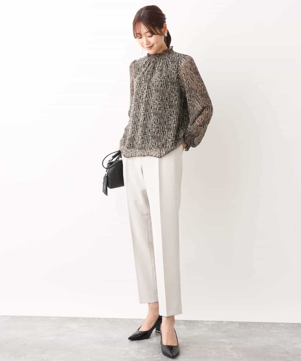 FOLAV48140 MK MICHEL KLEIN(MK ミッシェルクラン) ダブルクロステーパードパンツ/洗える ベージュ