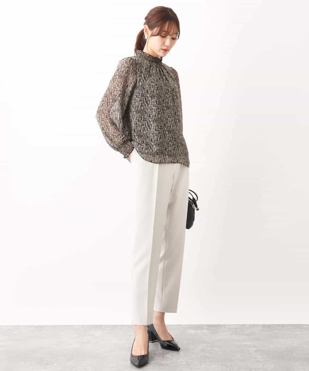 FOLAV48140 MK MICHEL KLEIN(MK ミッシェルクラン) ダブルクロステーパードパンツ/洗える ベージュ