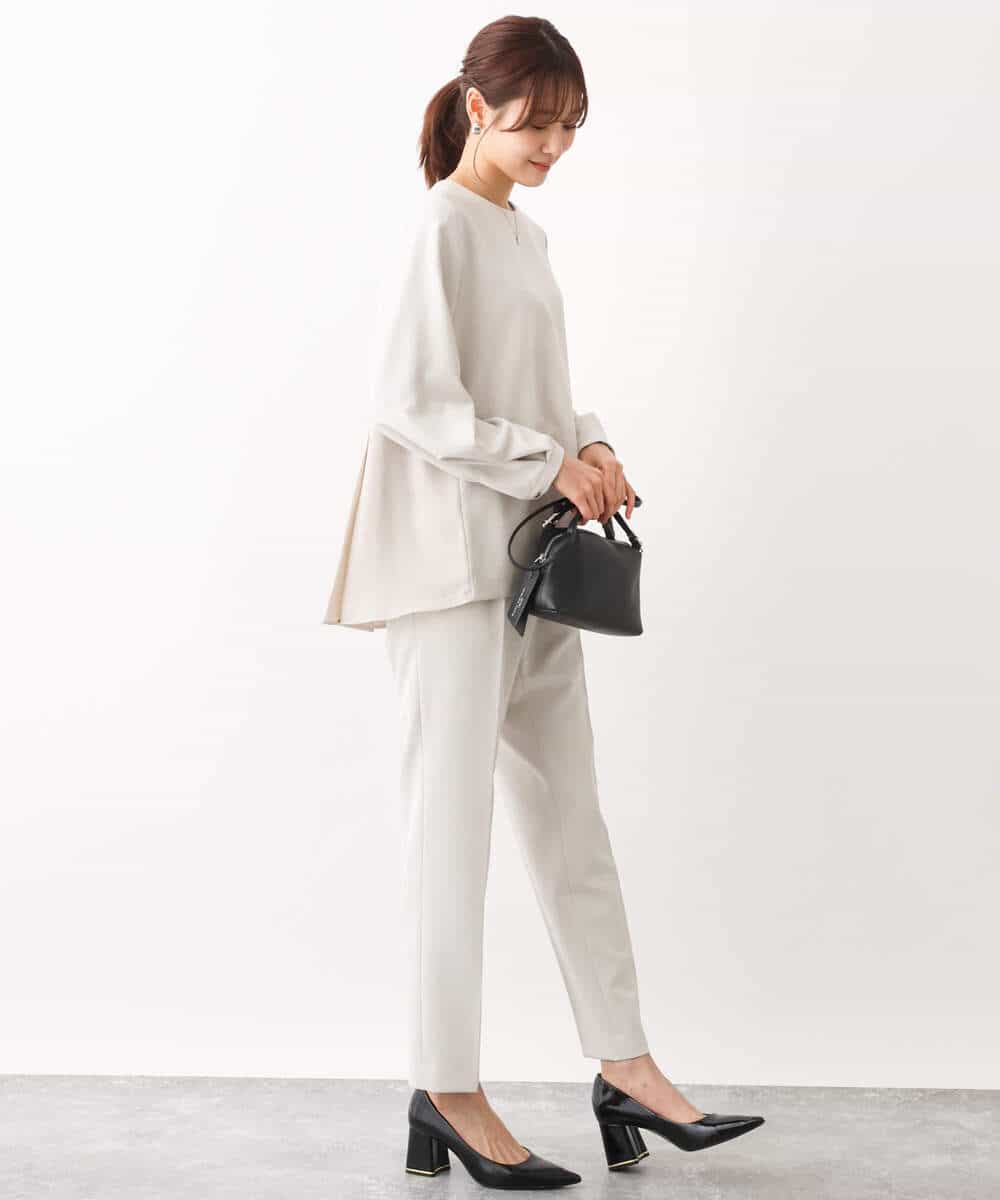 FOLAV48140 MK MICHEL KLEIN(MK ミッシェルクラン) ダブルクロステーパードパンツ/洗える ベージュ