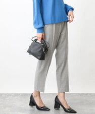 FOLAV56140 MK MICHEL KLEIN(MK ミッシェルクラン) ツイード調両面起毛テーパードパンツ/洗える ライトグレー