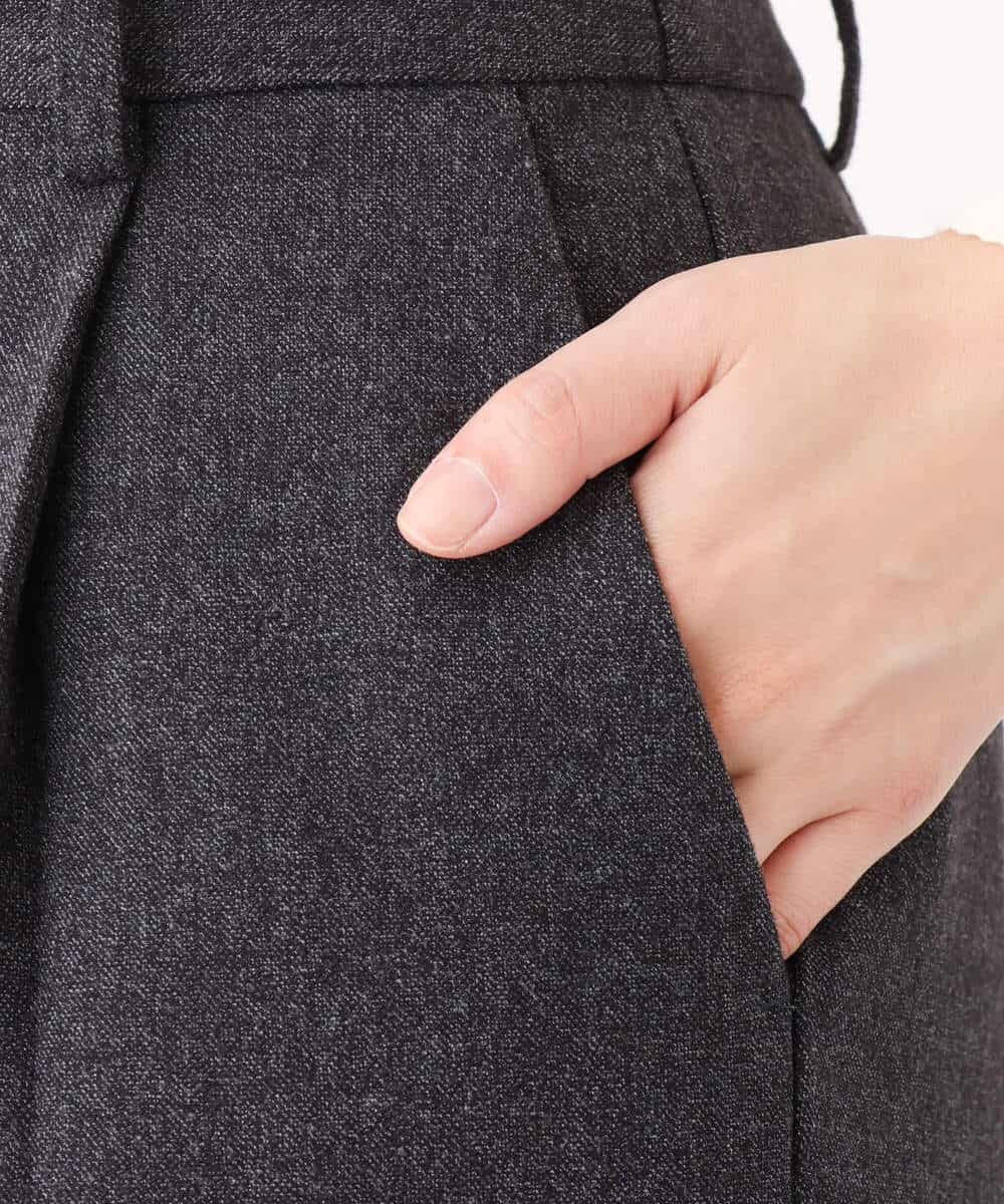 FOLAV56140 MK MICHEL KLEIN(MK ミッシェルクラン) ツイード調両面起毛テーパードパンツ/洗える ダークグレー