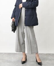 FOLAV58160 MK MICHEL KLEIN(MK ミッシェルクラン) ツイード調両面起毛ワイドパンツ/洗える ライトグレー