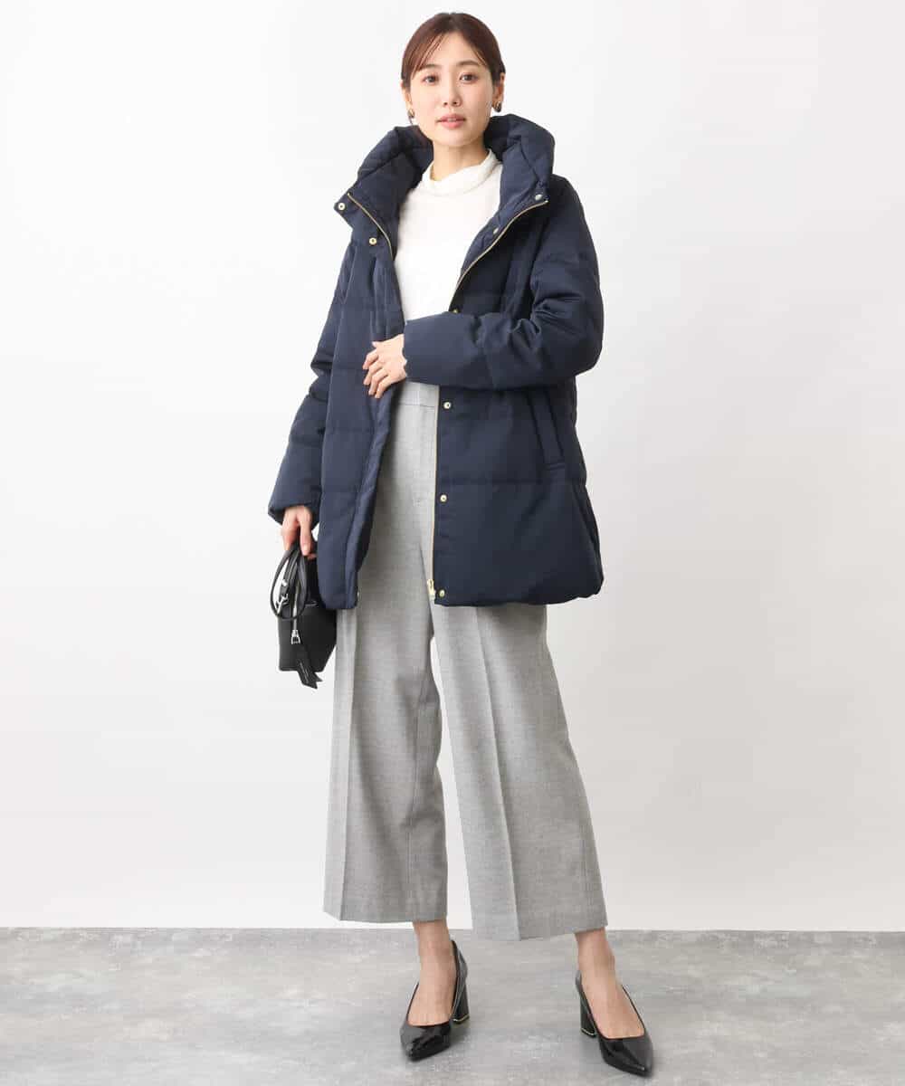 FOLAV58160 MK MICHEL KLEIN(MK ミッシェルクラン) ツイード調両面起毛ワイドパンツ/洗える ダークグレー