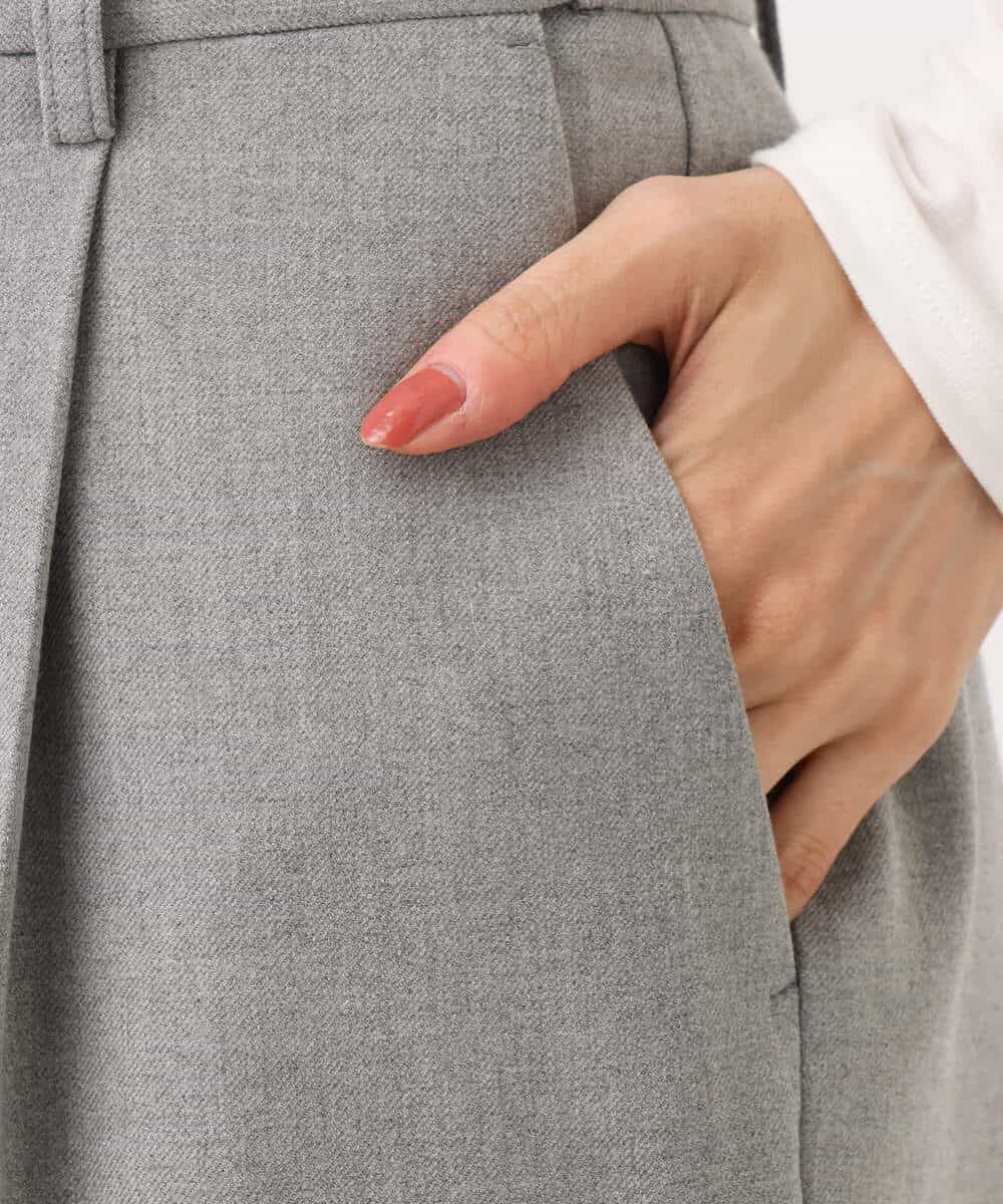 FOLBD56150 MK MICHEL KLEIN(MK ミッシェルクラン) ツイード調両面起毛テーパードパンツ/洗える ライトグレー