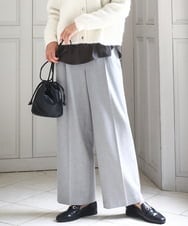 FOLBD58160 MK MICHEL KLEIN(MK ミッシェルクラン) ツイード調両面起毛ワイドパンツ/洗える ライトグレー