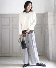 FOLBD58160 MK MICHEL KLEIN(MK ミッシェルクラン) ツイード調両面起毛ワイドパンツ/洗える ライトグレー