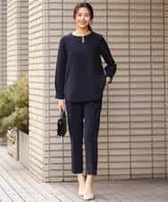 FOLDS10140 MK MICHEL KLEIN(MK ミッシェルクラン) ベーシックテーパードパンツ/Comfortシリーズ/制菌加工/洗える ライトベージュ