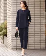 FOLDS10140 MK MICHEL KLEIN(MK ミッシェルクラン) ベーシックテーパードパンツ/Comfortシリーズ/制菌加工/洗える ライトベージュ