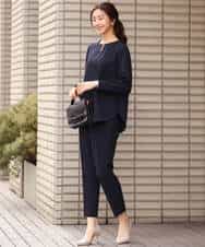 FOLDS10140 MK MICHEL KLEIN(MK ミッシェルクラン) ベーシックテーパードパンツ/Comfortシリーズ/制菌加工/洗える ライトベージュ