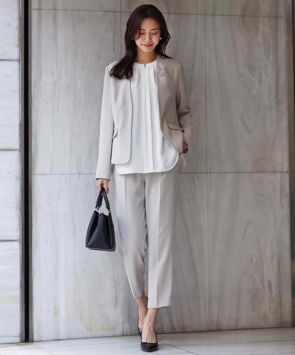FOLDS10140 MK MICHEL KLEIN(MK ミッシェルクラン) ベーシックテーパードパンツ/Comfortシリーズ/制菌加工/洗える ライトベージュ