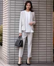 FOLDS10140 MK MICHEL KLEIN(MK ミッシェルクラン) ベーシックテーパードパンツ/Comfortシリーズ/制菌加工/洗える ライトベージュ