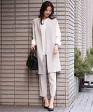 FOLDS10140 MK MICHEL KLEIN(MK ミッシェルクラン) ベーシックテーパードパンツ/Comfortシリーズ/制菌加工/洗える ライトベージュ