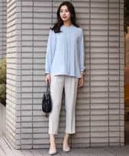 FOLDS10140 MK MICHEL KLEIN(MK ミッシェルクラン) ベーシックテーパードパンツ/Comfortシリーズ/制菌加工/洗える ライトベージュ