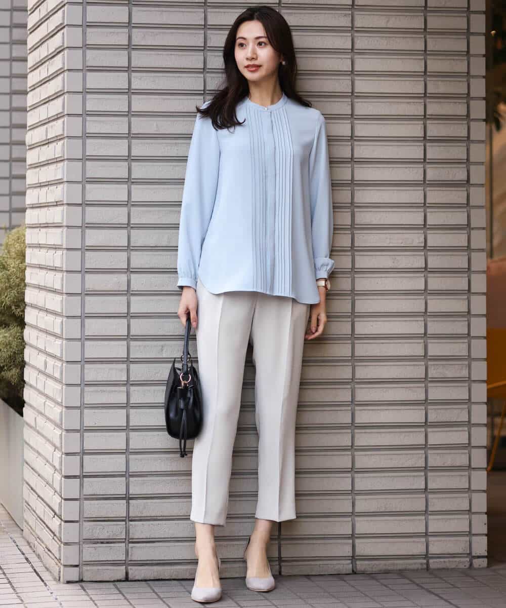FOLDS10140 MK MICHEL KLEIN(MK ミッシェルクラン) ベーシックテーパードパンツ/Comfortシリーズ/制菌加工/洗える ライトベージュ