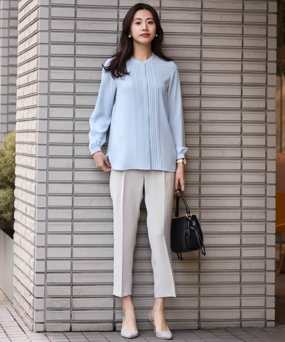 FOLDS10140 MK MICHEL KLEIN(MK ミッシェルクラン) ベーシックテーパードパンツ/Comfortシリーズ/制菌加工/洗える ライトベージュ