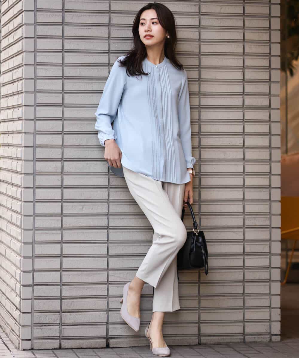 FOLDS10140 MK MICHEL KLEIN(MK ミッシェルクラン) ベーシックテーパードパンツ/Comfortシリーズ/制菌加工/洗える ライトベージュ