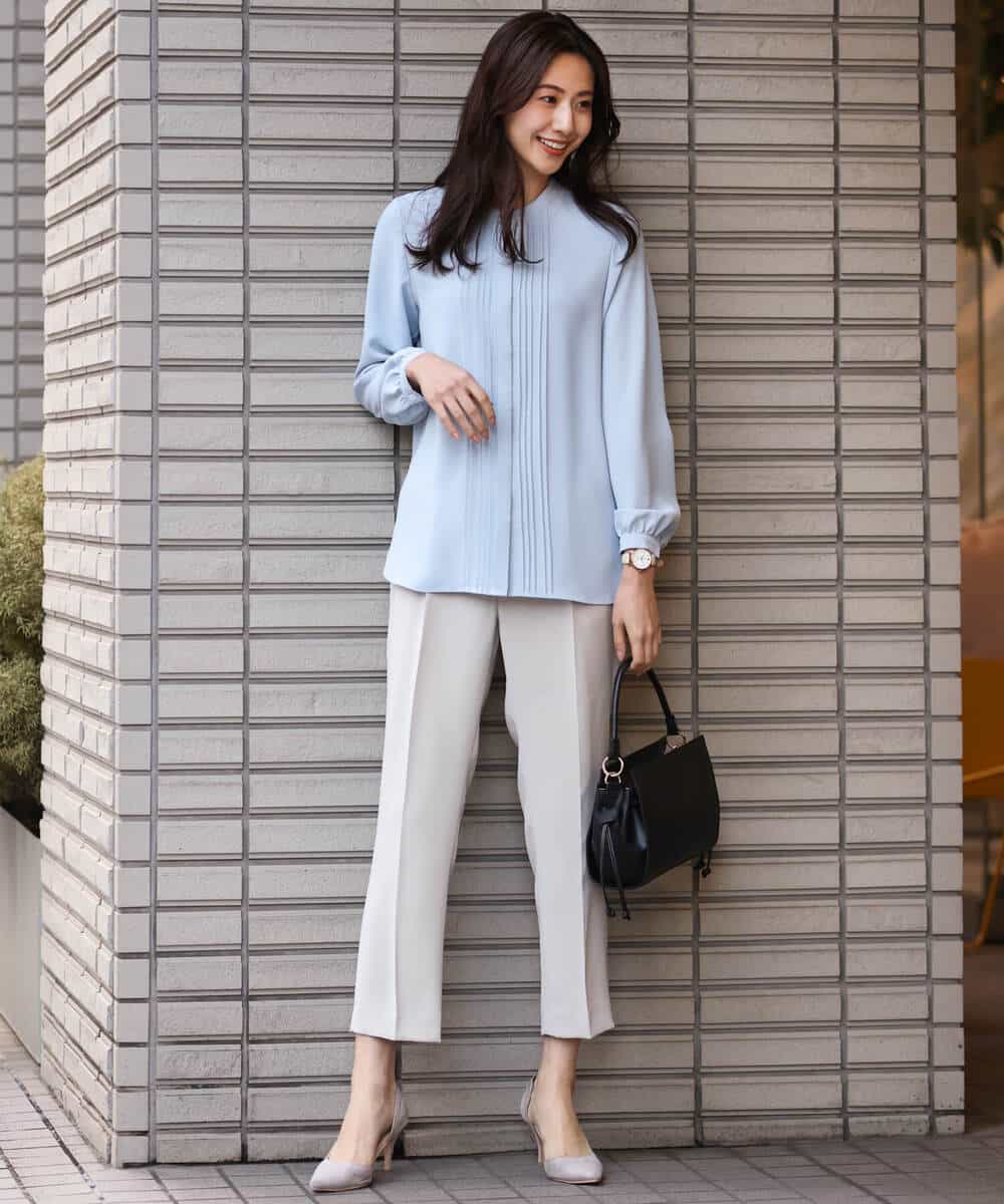 FOLDS10140 MK MICHEL KLEIN(MK ミッシェルクラン) ベーシックテーパードパンツ/Comfortシリーズ/制菌加工/洗える ライトベージュ
