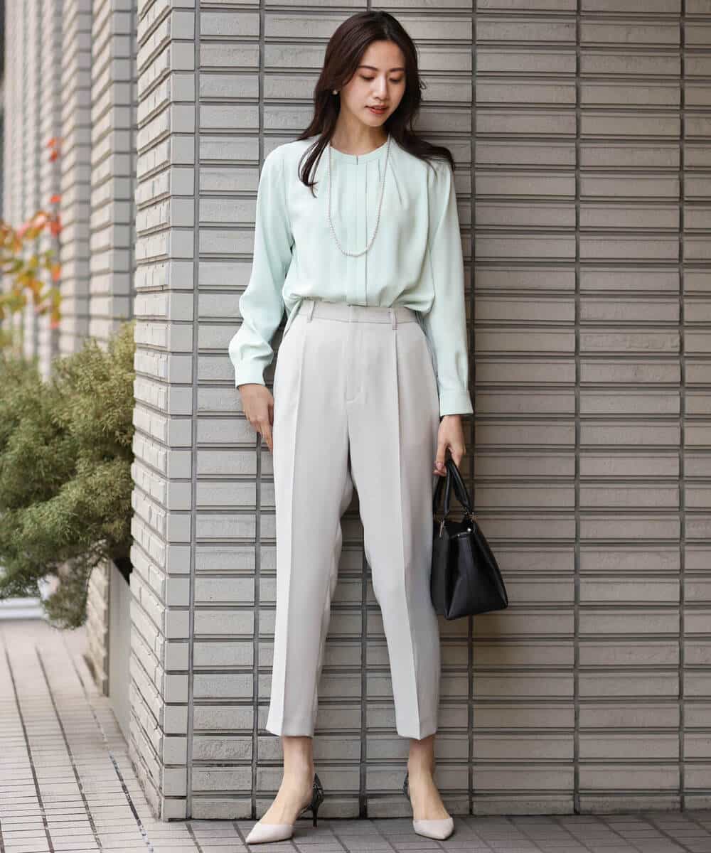 FOLDS10140 MK MICHEL KLEIN(MK ミッシェルクラン) ベーシックテーパードパンツ/Comfortシリーズ/制菌加工/洗える ライトベージュ