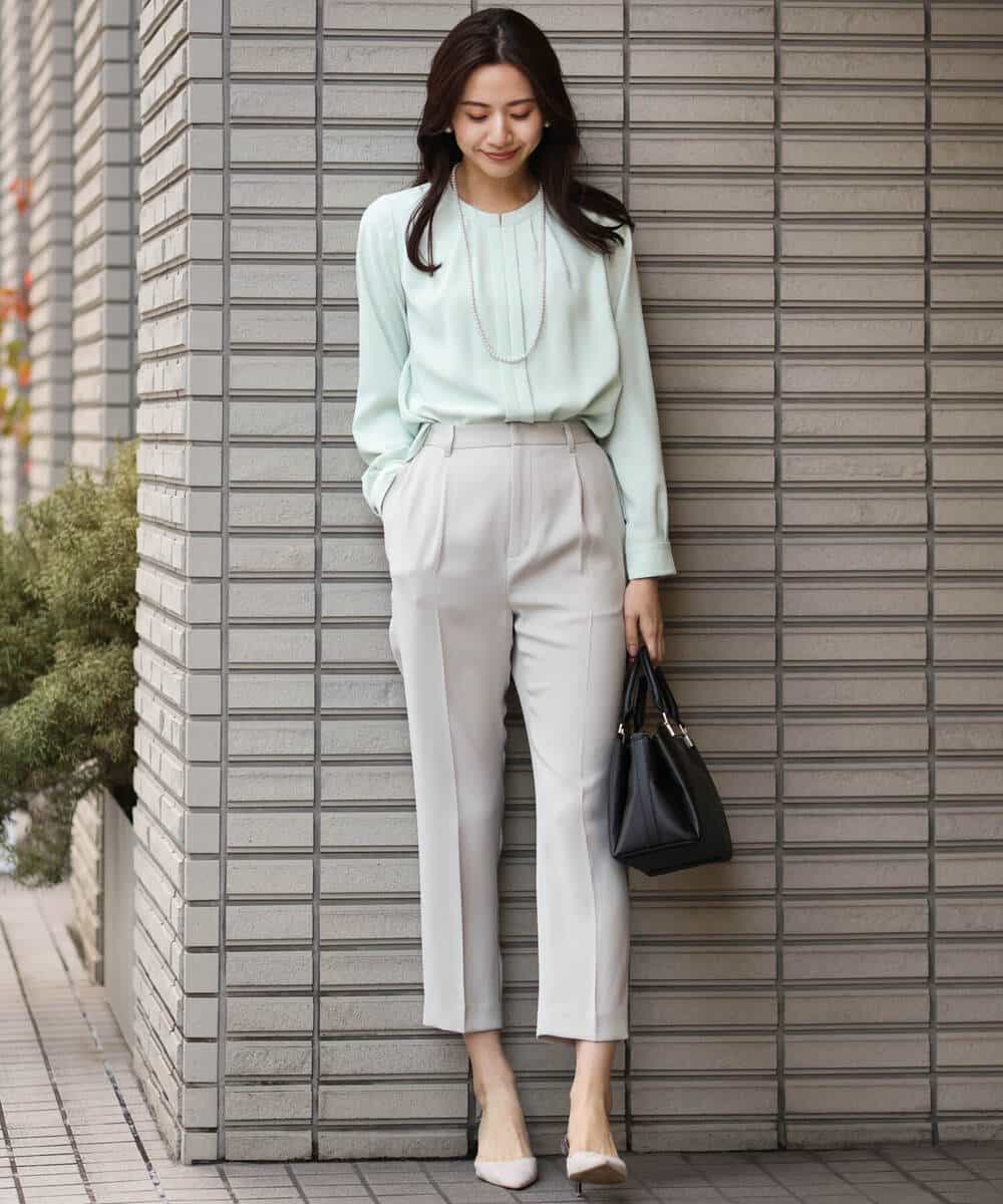 FOLDS10140 MK MICHEL KLEIN(MK ミッシェルクラン) ベーシックテーパードパンツ/Comfortシリーズ/制菌加工/洗える ライトベージュ