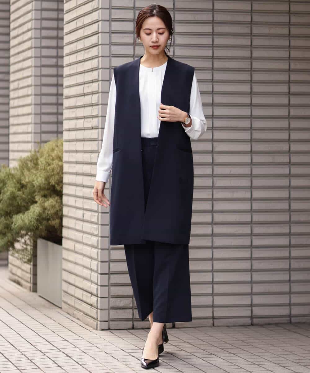 FOLDS12160 MK MICHEL KLEIN(MK ミッシェルクラン) ベーシックワイドパンツ/Comfortシリーズ/制菌加工/洗える ライトベージュ