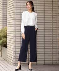 FOLDS12160 MK MICHEL KLEIN(MK ミッシェルクラン) ベーシックワイドパンツ/Comfortシリーズ/制菌加工/洗える ライトベージュ