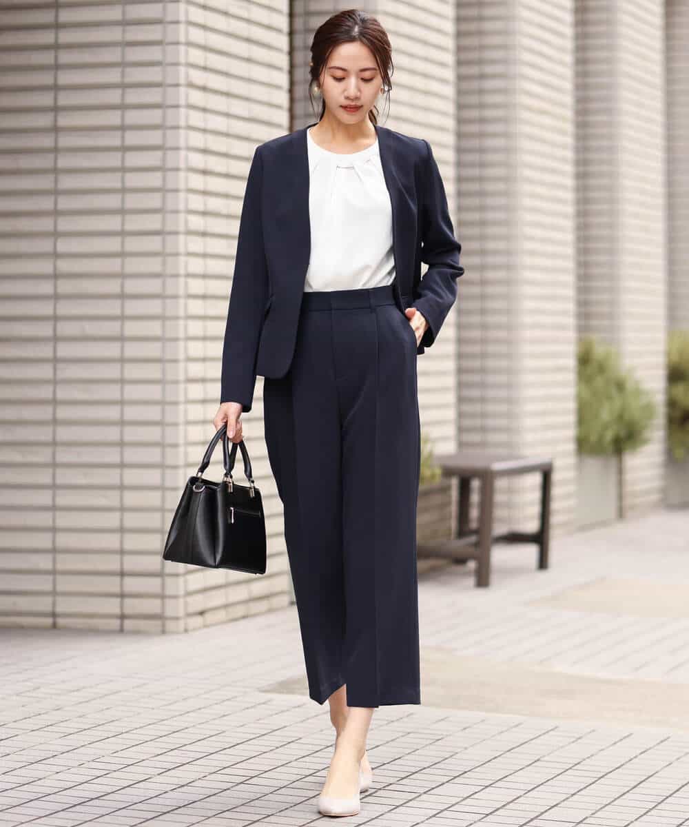 FOLDS12160 MK MICHEL KLEIN(MK ミッシェルクラン) ベーシックワイドパンツ/Comfortシリーズ/制菌加工/洗える ライトベージュ