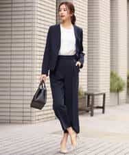 FOLDS12160 MK MICHEL KLEIN(MK ミッシェルクラン) ベーシックワイドパンツ/Comfortシリーズ/制菌加工/洗える ライトベージュ