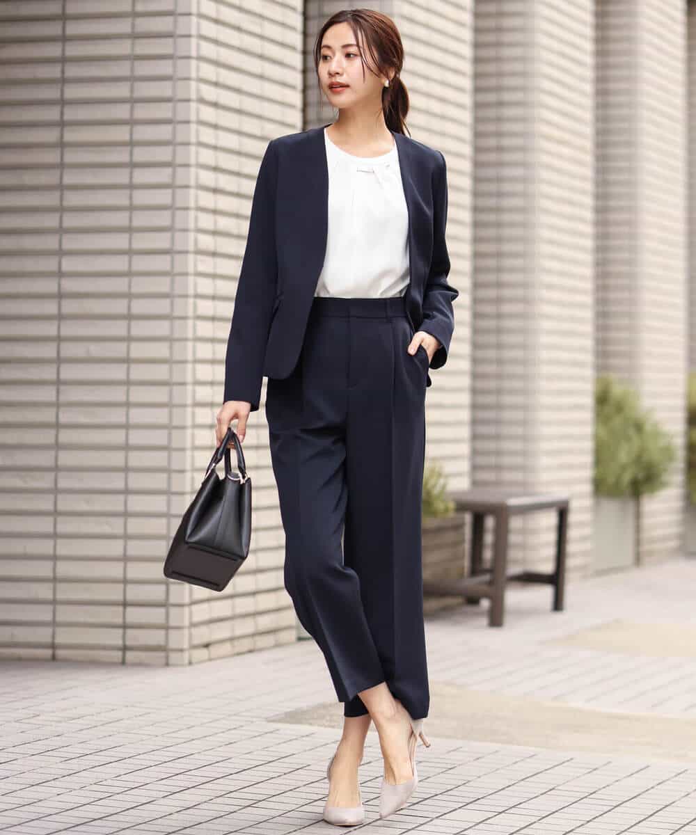 FOLDS12160 MK MICHEL KLEIN(MK ミッシェルクラン) ベーシックワイドパンツ/Comfortシリーズ/制菌加工/洗える ライトベージュ