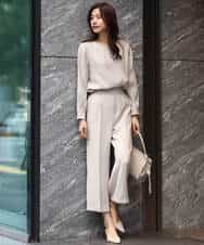 FOLDS12160 MK MICHEL KLEIN(MK ミッシェルクラン) ベーシックワイドパンツ/Comfortシリーズ/制菌加工/洗える ライトベージュ
