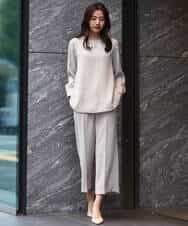 FOLDS12160 MK MICHEL KLEIN(MK ミッシェルクラン) ベーシックワイドパンツ/Comfortシリーズ/制菌加工/洗える ライトベージュ