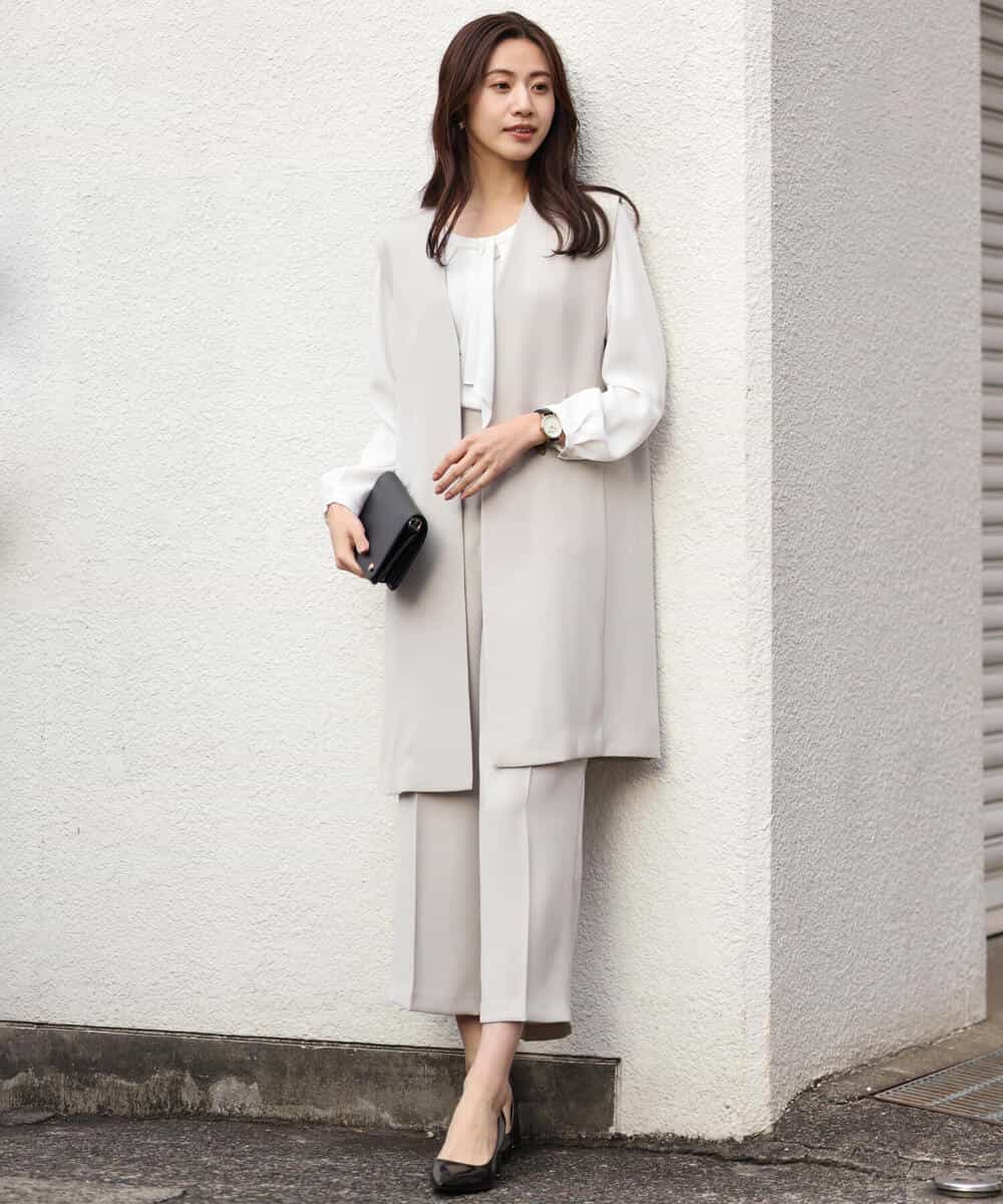 FOLDS12160 MK MICHEL KLEIN(MK ミッシェルクラン) ベーシックワイドパンツ/Comfortシリーズ/制菌加工/洗える ライトベージュ