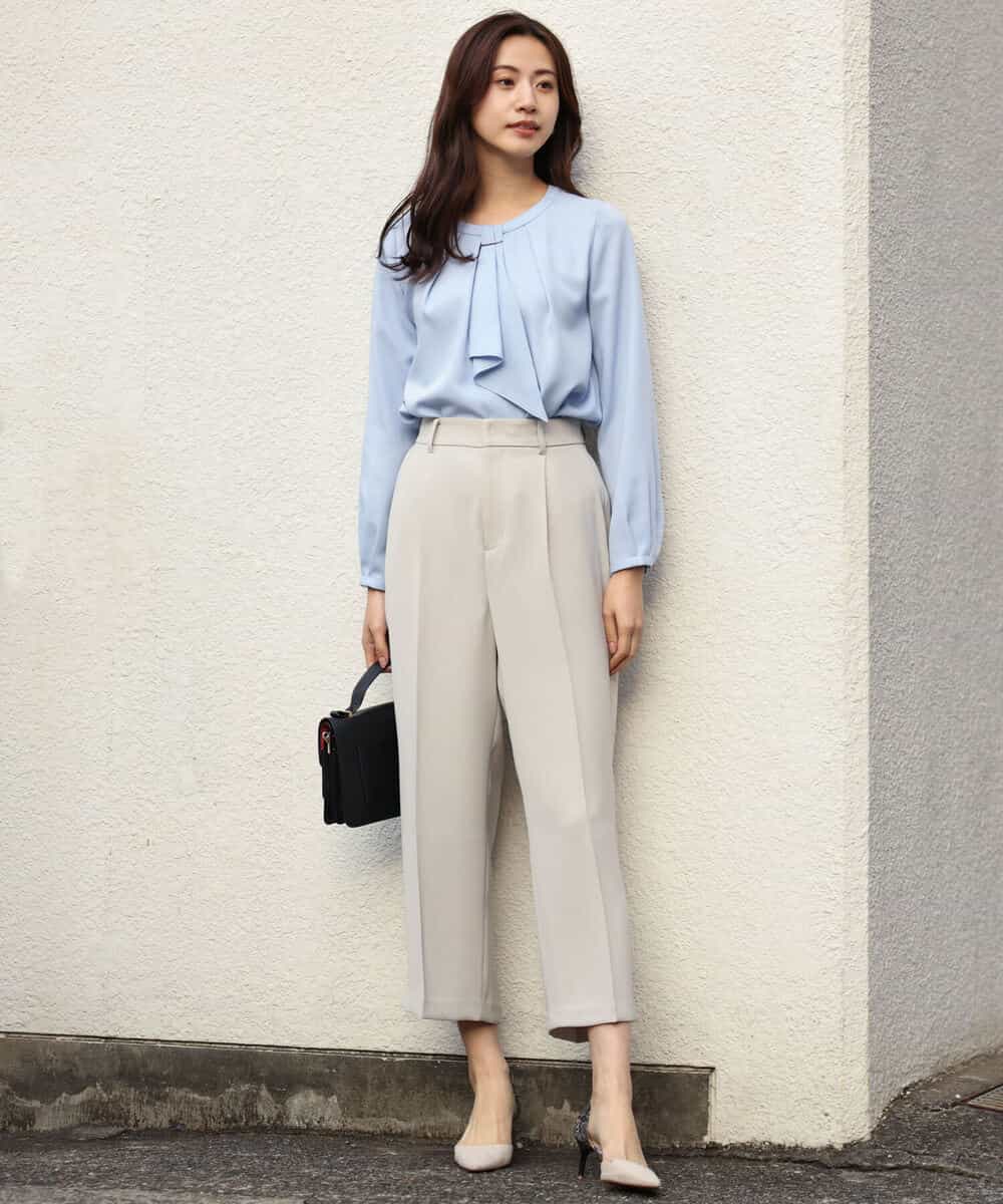 FOLDS12160 MK MICHEL KLEIN(MK ミッシェルクラン) ベーシックワイドパンツ/Comfortシリーズ/制菌加工/洗える ライトベージュ